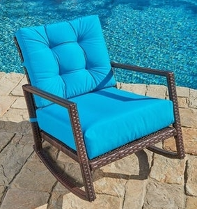 lot 4397 image: Pheap Outdoor Wicker Rocking Chair by Havenside Home- Retail$149.99