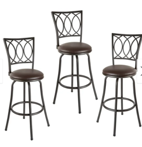 lot 4405 image: Copper Grove Laren Swiveling Adjustable-height Bar Stools (Set of 3)- Retail$122.49
