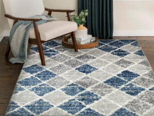 lot 4466 image: Viviane Woven Area Rug Multi 5 x 7 3 Blue & White