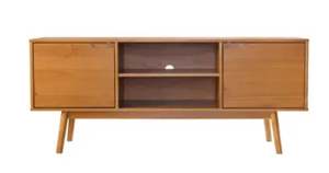 lot 4478 image: CARSON CARTINGTON 38- MID-CENTURY 58 2 -DOOR SOLID WOOD TV CONSOLE. CARAMEL ( W58AD2DCA)