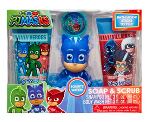 lot 50915 image: PJ MASKS 4PC SOAP & SCRUB BATH SET
