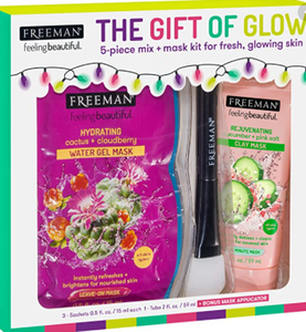 lot 87613 image: Freeman The Gift Of Glow 5 Piece Leave On Gel & Clay Mask & Applicator Gift Set