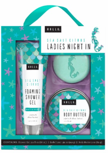 lot 87638 image: Ladies Night In Sea Salt Citrus Shower Gel Bath Fizzer Body Butter Hallu