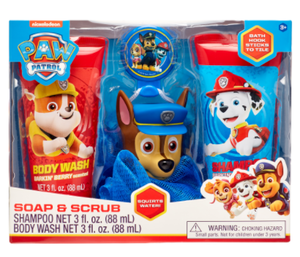 lot 50925 image: NICKELODEON PAW PATROL 4PC SOAP & SCRUB BATH SET