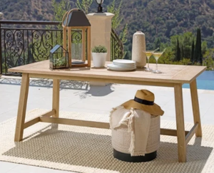 lot 4438 image: Oarcha Eucalyptus Wood Rectangular Outdoor Dining Table by Havenside Home- Retail$532.99
