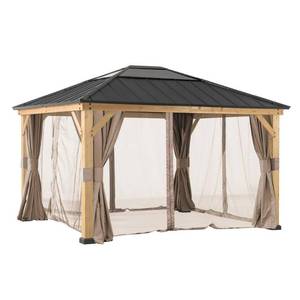 lot 14849 image: Sunjoy Universal Curtains and Mosquito Netting for 12 Ft. x 14 Ft. Wood Gazebos- Retail$316.49