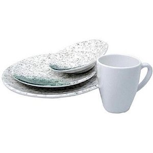 lot 14852 image: Marble Melamine 4-piece Dinner Set