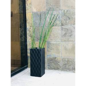 lot 14857 image: Kante Lightweight Concrete Retro Tall Rectangle Outdoor Planter, Medium, 23.6 Inch Tall, Burnished Black- Retail$83.49