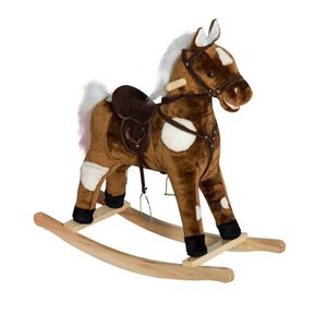 lot 14866 image: Kids - Brown - Assembly Required- Kids Plush Toy Rocking Horse Ride on Toy with Realistic Sounds for Boys and Girls, Dark Brown