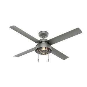 lot 14867 image: Hunter 52 Spring Mill Outdoor Ceiling Fan with LED Light Kit and Pull Chain, Damp Rated- Retail$179.98