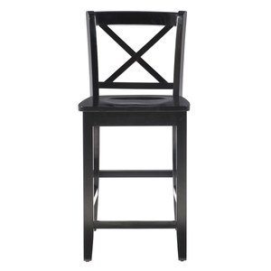 lot 14906 image: 24 Torino X Back Wood Counter Height Barstool 1 only Black - Linon