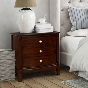 lot 14908 image: Furniture of America Kami Transitional Cherry Solid Wood Nightstand- Retail$257.99