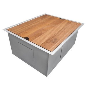 lot 14916 image: Ruvati 23 Workstation Ledge Bar Prep Kitchen Sink Undermount 16 Gauge Stainless Steel Single Bowl - RVH8308 - 21-38 x 16- Retail$299.00
