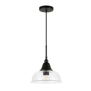 lot 14921 image: Blackened Bronze Finish and Seeded Glass Pendant- Retail$87.99