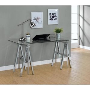lot 14926 image: Casual Silver Glass Top Adjustable Writing Desk- Retail$272.68