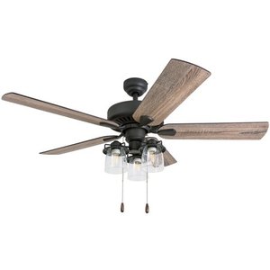 lot 14956 image: Prominence Home Briarcrest Farmhouse 52-inch Aged Bronze LED Ceiling Fan- Retail$169.16