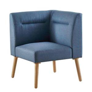 lot 14975 image: 30 In. Mid Century Modern Tufted Wood Leg Corner Sofa Seat only Ariel Collection- Retail$203.99 blue natural