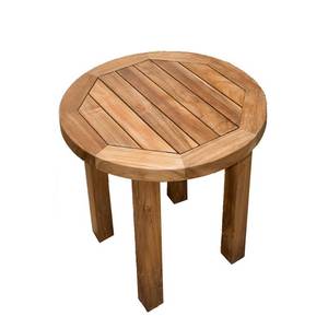 lot 14978 image: Laurel Teak Round Outdoor Side Table- Retail$177.99 brown