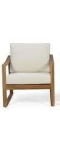 lot 14854 image: Samwell Outdoor Acacia Wood Club Chair with Water Resistant Cushion by Christopher Knight Home- Retail$407.99