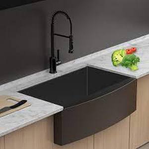 lot 14855 image: 33 Inch Matte Black Kitchen Sink with Large Single Bowl- Retail$415.99