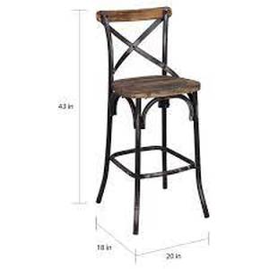 lot 14880 image: The Gray Barn Hidden Hill Antique Wood and Steel Barstool - Retail$116.99