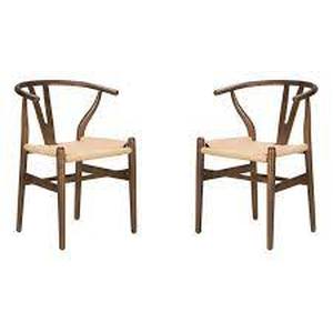 lot 14888 image: Poly and Bark Weave Chair (Set of 2)- Retail$296.49 walnut