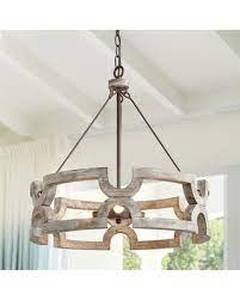 lot 14892 image: wood the gray barn maplehurt Farmhouse drum Chandelier Retail$328.99