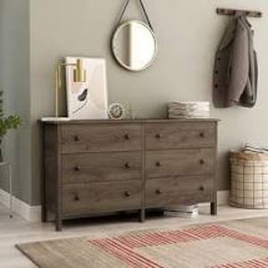 lot 14919 image: Carbon Loft Mulgrew Distressed Walnut Dresser 6 drawer - Retail$258.39