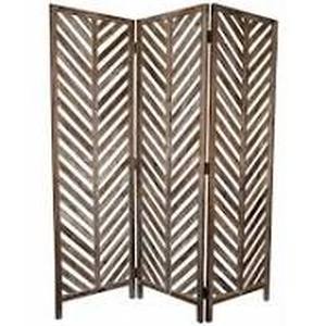 lot 14934 image: Rustic Tobacco and Black Herringbone Pattern 3-Panel Screen- Retail$142.99 black