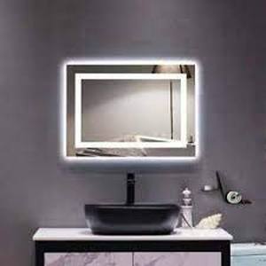 lot 14935 image: Zimtown Square Touch LED Bathroom Mirror Tricolor Dimming Lights- Retail$202.99 white