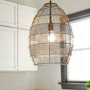 lot 14948 image: The Curated Nomad Cordilleras Oversized Woven Cage 1-light Pendant - Retail$109.49 metallic