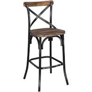 lot 14963 image: The Gray Barn Hidden Hill Antique Wood and Steel Barstool 1 only Retail$116.99