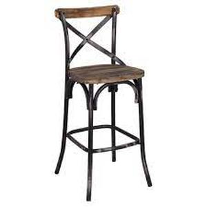 lot 14964 image: The Gray Barn Hidden Hill Antique Wood and Steel Barstool 1 only Retail$116.99