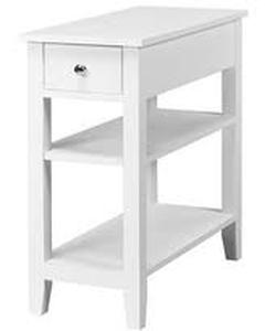 lot 14971 image: 3-Tier End Table with Drawer Slideway and Double Shelves- Retail$109.99 white costway