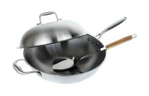 lot 1614 image: Stainless Steel Wok with Spatula