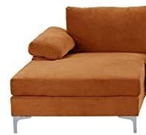 lot 2784 image: Modern Large Velvet Fabric Sofa, Extra Wide Chaise Lounge, Orange.