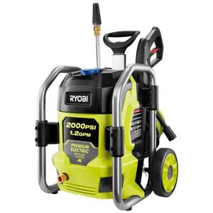 lot 2810 image: RYOBI 2000 PSI 1.2 GPM Cold Water Electric Pressure Washer. RETAILS$199