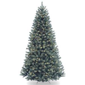 lot 2835 image: National Tree Pre-Lit 7-12 North Valley Blue Spruce Hinged Artificial Christmas Tree with 700 Clear Lights