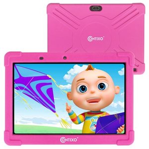 lot 2916 image: Contixo 10 K101 Kids Tablet Android 9.0 Bluetooth Dual WiFi Camera Tablet for Kids Parental Control wKid-Proof Case (Blue)- Retail$109.99