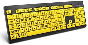 lot 2954 image: 2 Big & Bright EZ See Keyboard High Contrast Yellow with Black Oversized Letters - Visually Impaired Keyboard