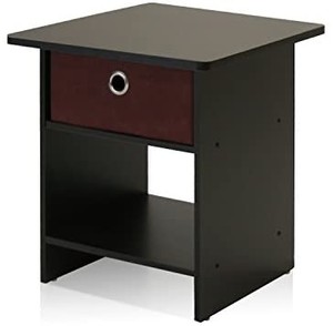lot 50307 image: FURINNO Dario End TableNight Stand Storage Shelf, 1-Pack, EspressoBrown