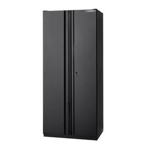 lot 26602 image: Husky Heavy Duty Welded 36 in. W x 81 in. H x 24 in. D Steel Garage Tall Garage Cabinet in Black Retail $419.99
