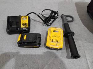 lot 37180 image: DEWALT BAG WITH BATTERIES AND CHARGER