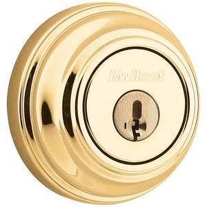 lot 37217 image: Kwikset Polished Brass Metal Deadbolt