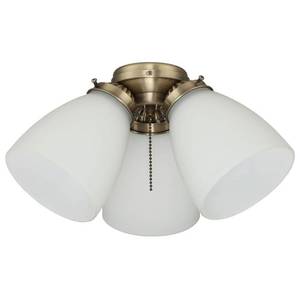 lot 37245 image: Elite 3-Light Antique Brass Ceiling Fan Shades LED Light Kit