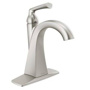 lot 34577 image: Delta Pierce Single Hole Single-Handle Bathroom Faucet in SpotShield Brushed Nickel