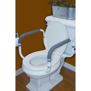 lot 34632 image: Carex Toilet Support Rail with Height Adjustable Legs and Width Adjustable Handles