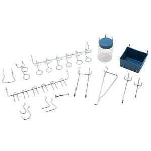 lot 34635 image: Everbilt 18 in Zinc Plated Steel Pegboard Organizer Assortment Kit (43-Piece)