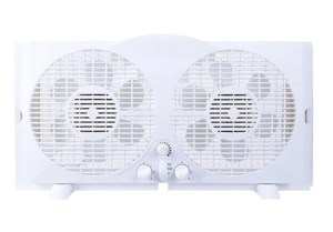 lot 34630 image: Hampton Bay 1005 819 958 9in TWIN WINDOW FAN WHITE FINISH 3 SPEED CONTROL FOR CUSTOMIZED AIRFLOW