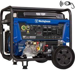 lot 8924 image: Westinghouse WGen9500 Heavy Duty Portable Generator - 9500 Rated Watts & 12500 Peak Watts - Gas Powered - Electric Start - Transfer Switch & RV Ready - CARB Compliant